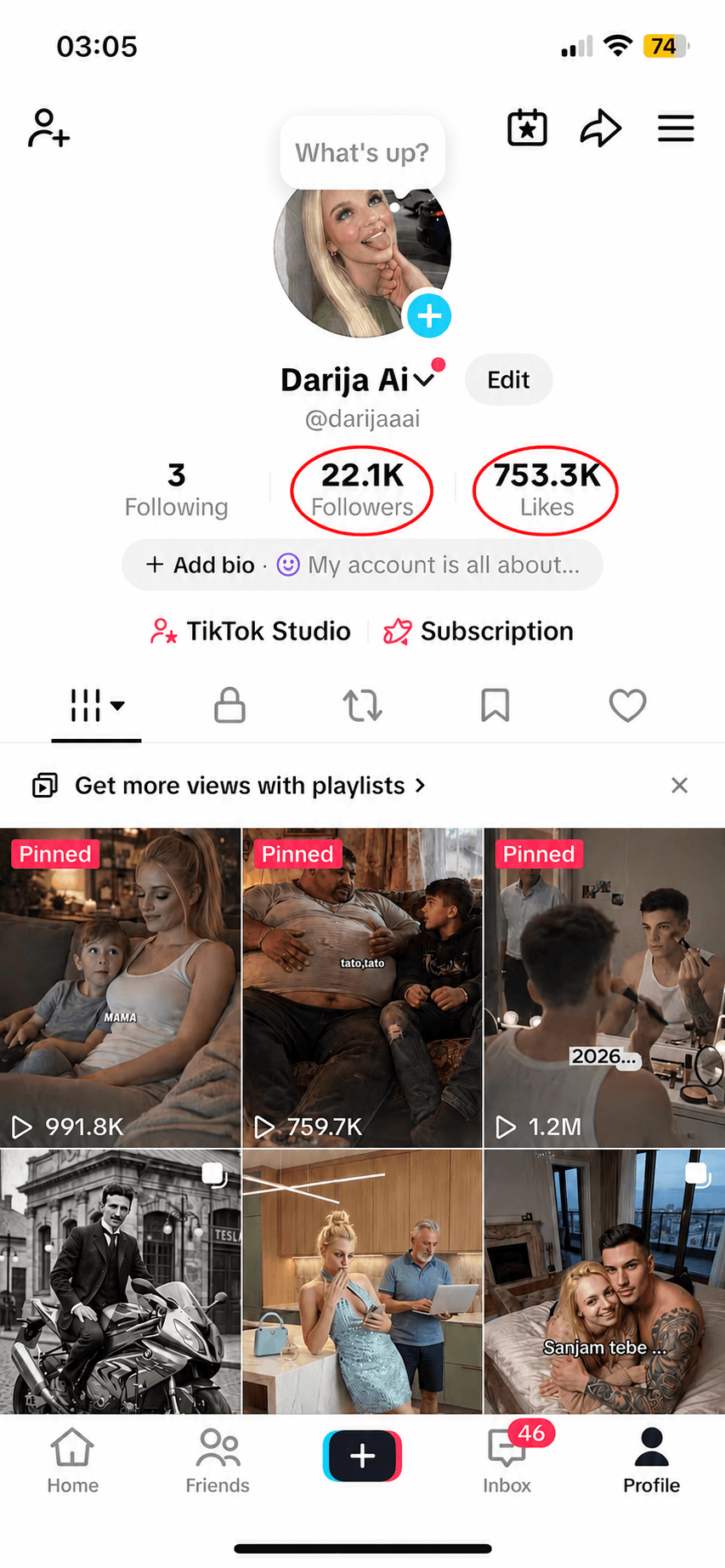 Darija Ai — TikTok profil, 22.1K pratilaca, 753K lajkova